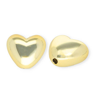 Abalorios acr&iacute;lico coraz&oacute;n Dorado