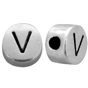 Abalorios letras met&aacute;licos DQ V Plata vieja (sin n&iacute;quel)