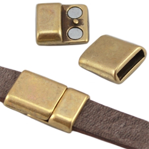 Cierre magn&eacute;tico met&aacute;lico DQ (para cuero plano 10mm) Bronce viejo (sin n&iacute;quel)