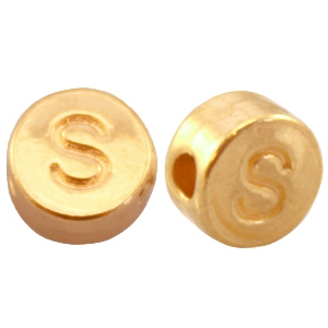 Abalorios letras met&aacute;licos DQ S Dorado (sin n&iacute;quel)