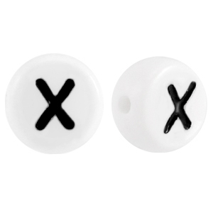 Abalorios alfabeto acr&iacute;lico letra X blanco