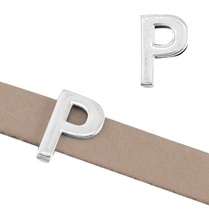 Corredera met&aacute;lica DQ letra "P" &Oslash;10.3x2.3mm plata vieja (sin n&iacute;quel)
