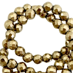Abalorios Hematita bola faceteada 4mm oro viejo