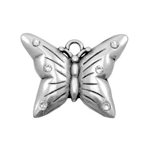 Colgantes met&aacute;licos TQ mariposa con strass plata vieja (sin n&iacute;quel)