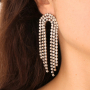 Pulseras y pendientes brillantes con cadena strass
