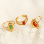 Preciosos anillos y pulseras de acero inoxidable con piedra natural